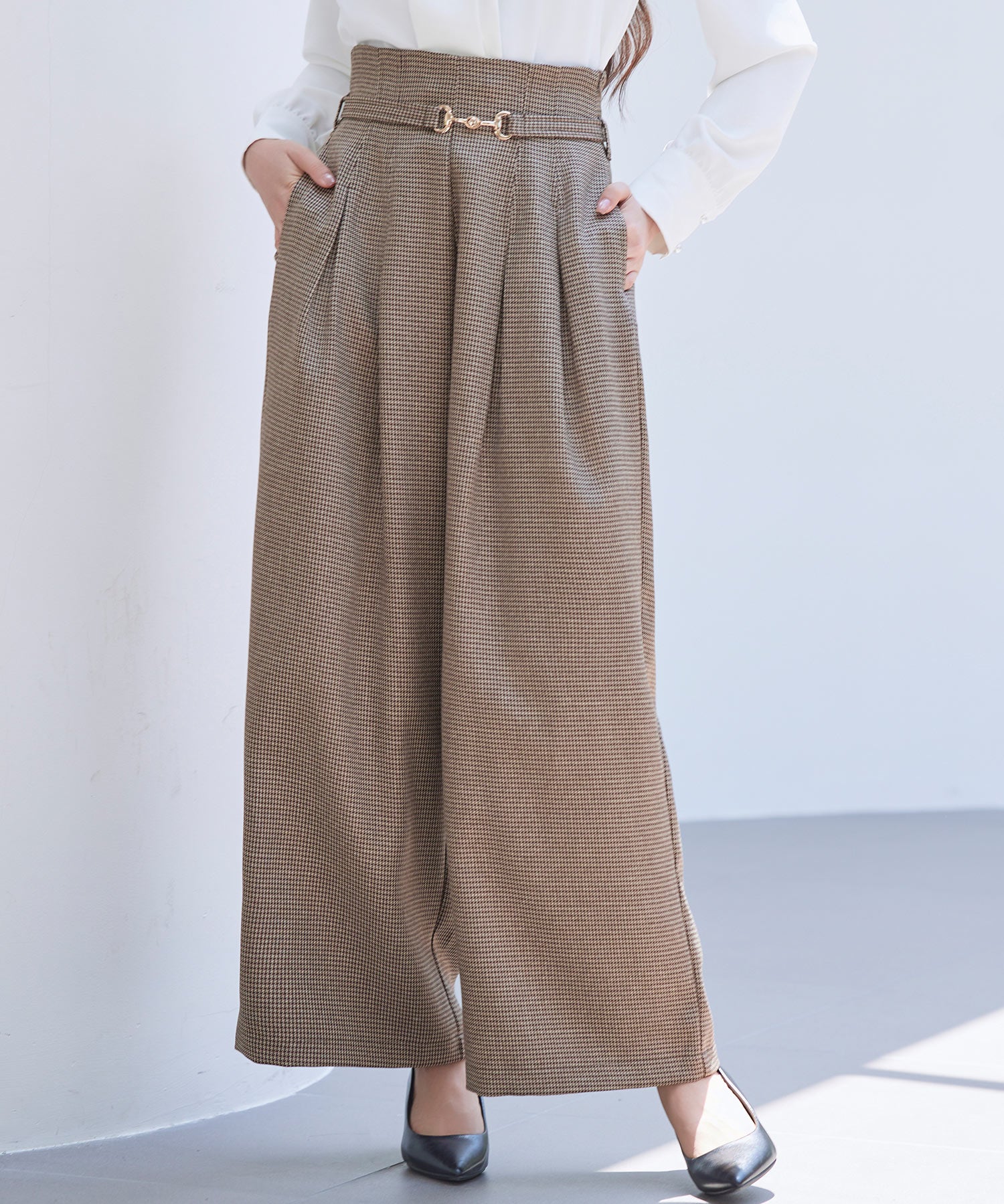 グレンチェックのハイウエストドカンパンツsdp0330-102-17