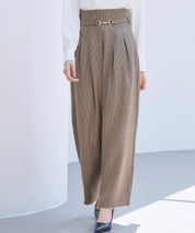 グレンチェックのハイウエストドカンパンツsdp0330 ブラウン