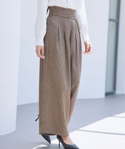 グレンチェックのハイウエストドカンパンツsdp0330 ブラウン