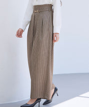 グレンチェックのハイウエストドカンパンツsdp0330 ブラウン