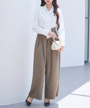 グレンチェックのハイウエストドカンパンツsdp0330 ブラウン