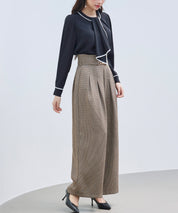 グレンチェックのハイウエストドカンパンツsdp0330 ブラウン