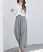 グレンチェックのハイウエストドカンパンツsdp0330 グレー