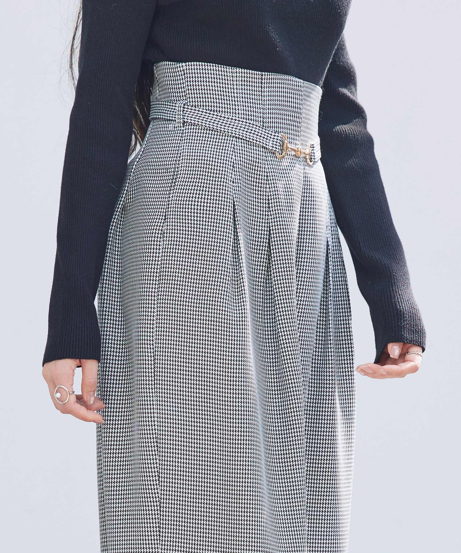 グレンチェックのハイウエストドカンパンツsdp0330 グレー