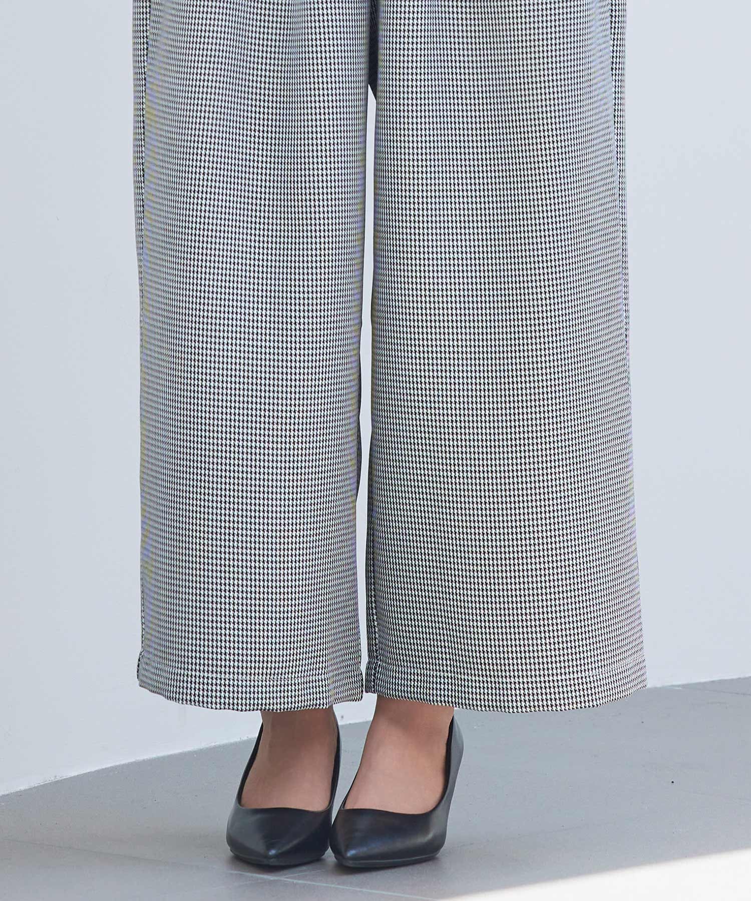 グレンチェックのハイウエストドカンパンツsdp0330 グレー