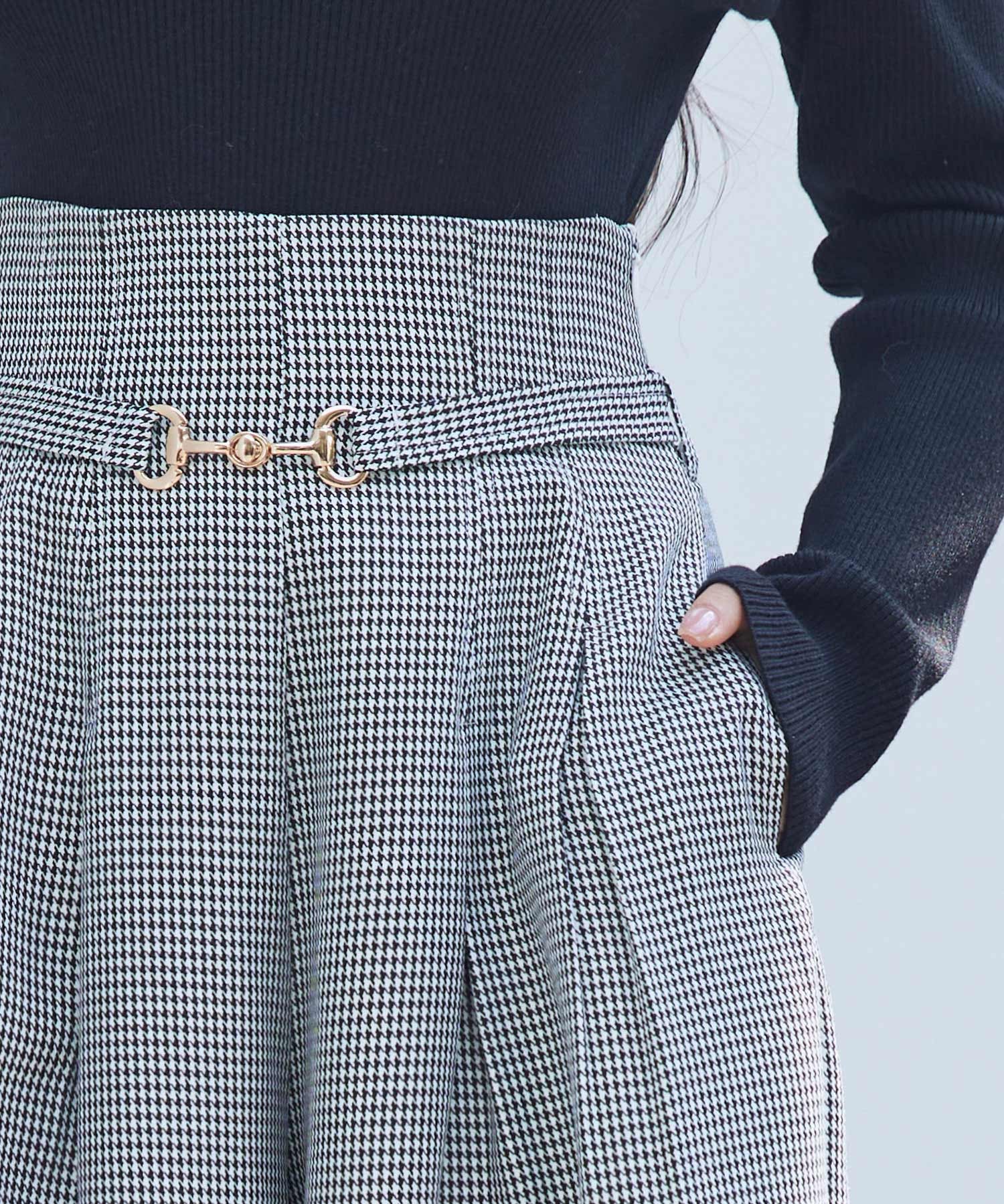 グレンチェックのハイウエストドカンパンツsdp0330 グレー