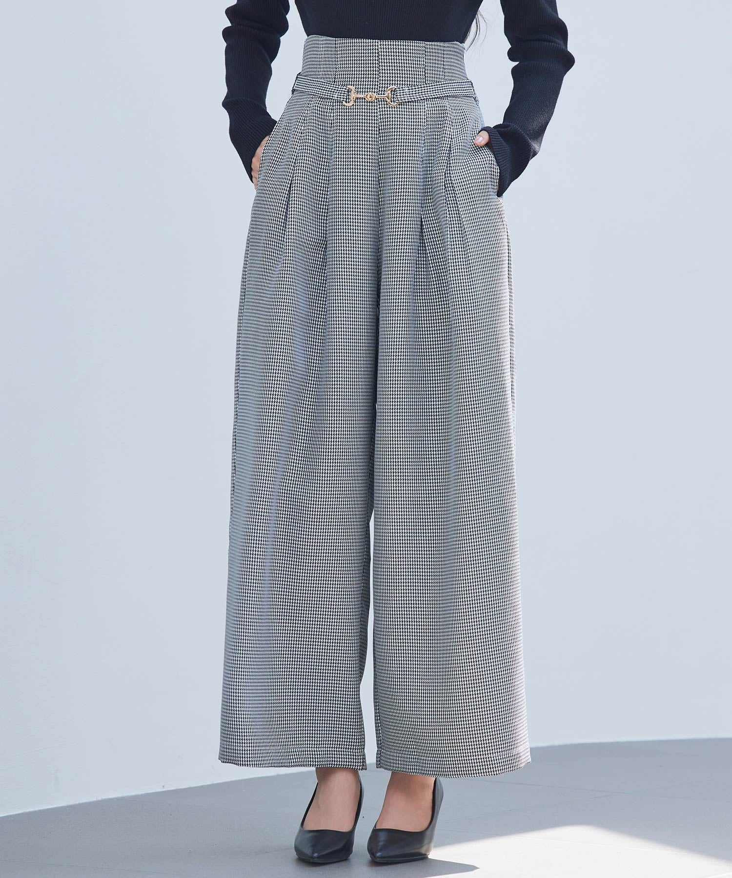 グレンチェックのハイウエストドカンパンツsdp0330-102-18