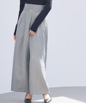 グレンチェックのハイウエストドカンパンツsdp0330 グレー