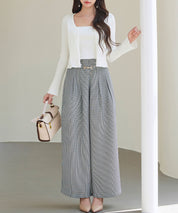 グレンチェックのハイウエストドカンパンツsdp0330 グレー