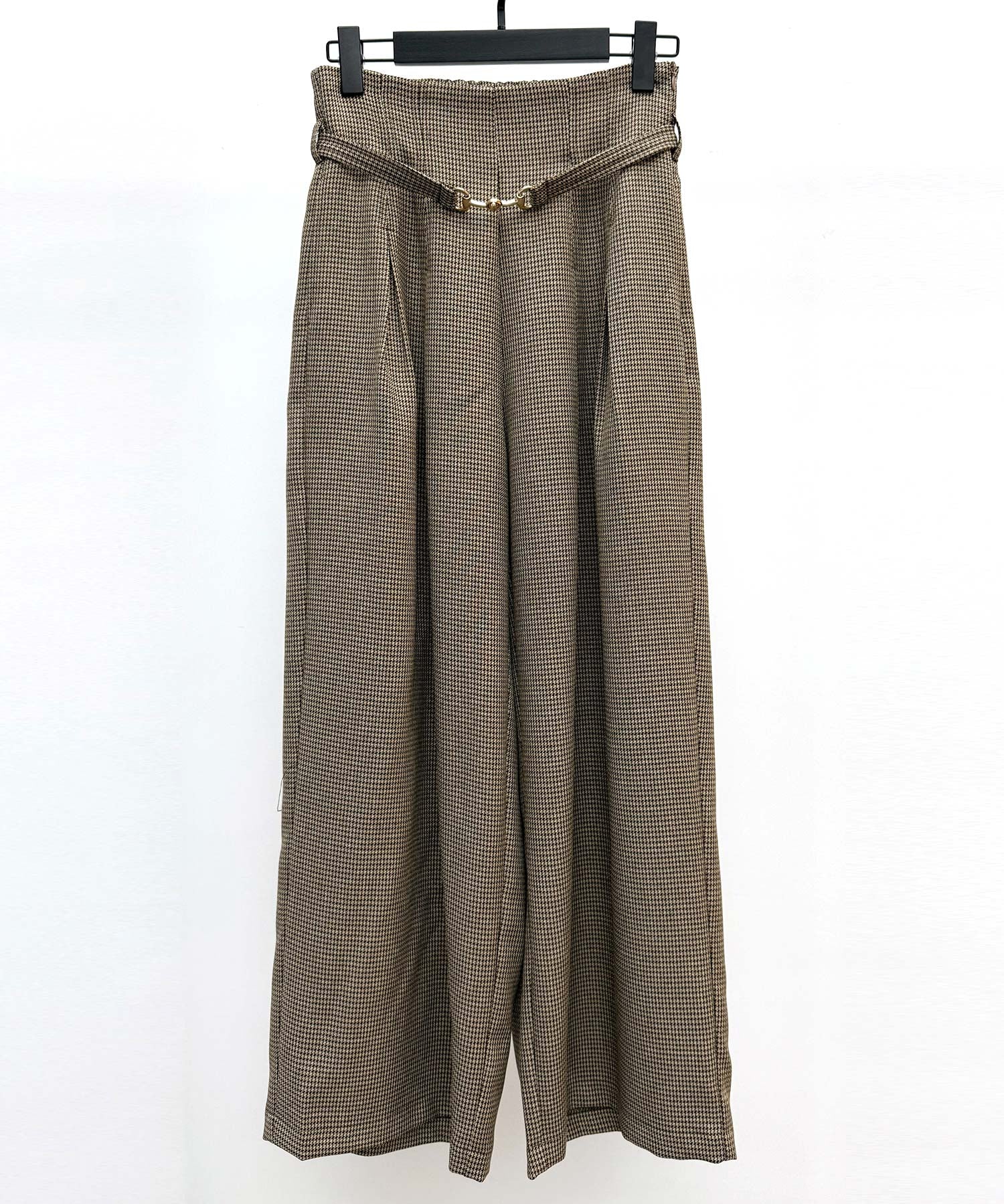 グレンチェックのハイウエストドカンパンツsdp0330 ブラウン