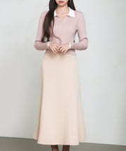 ダンボールニットのロング丈マーメイドスカートsdp0331 ベージュ