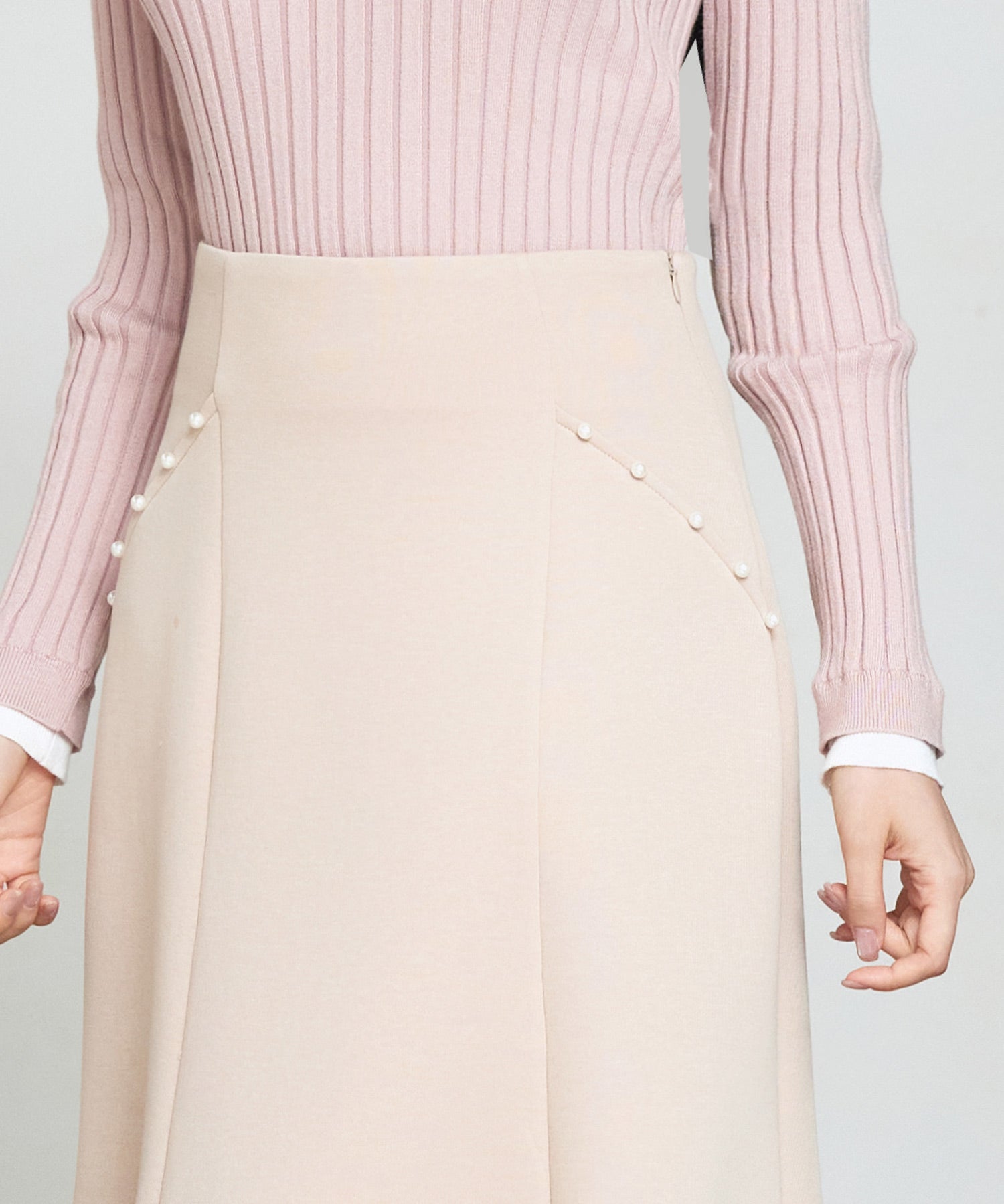 ダンボールニットのロング丈マーメイドスカートsdp0331 ベージュ