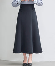 ダンボールニットのロング丈マーメイドスカートsdp0331 ブラック