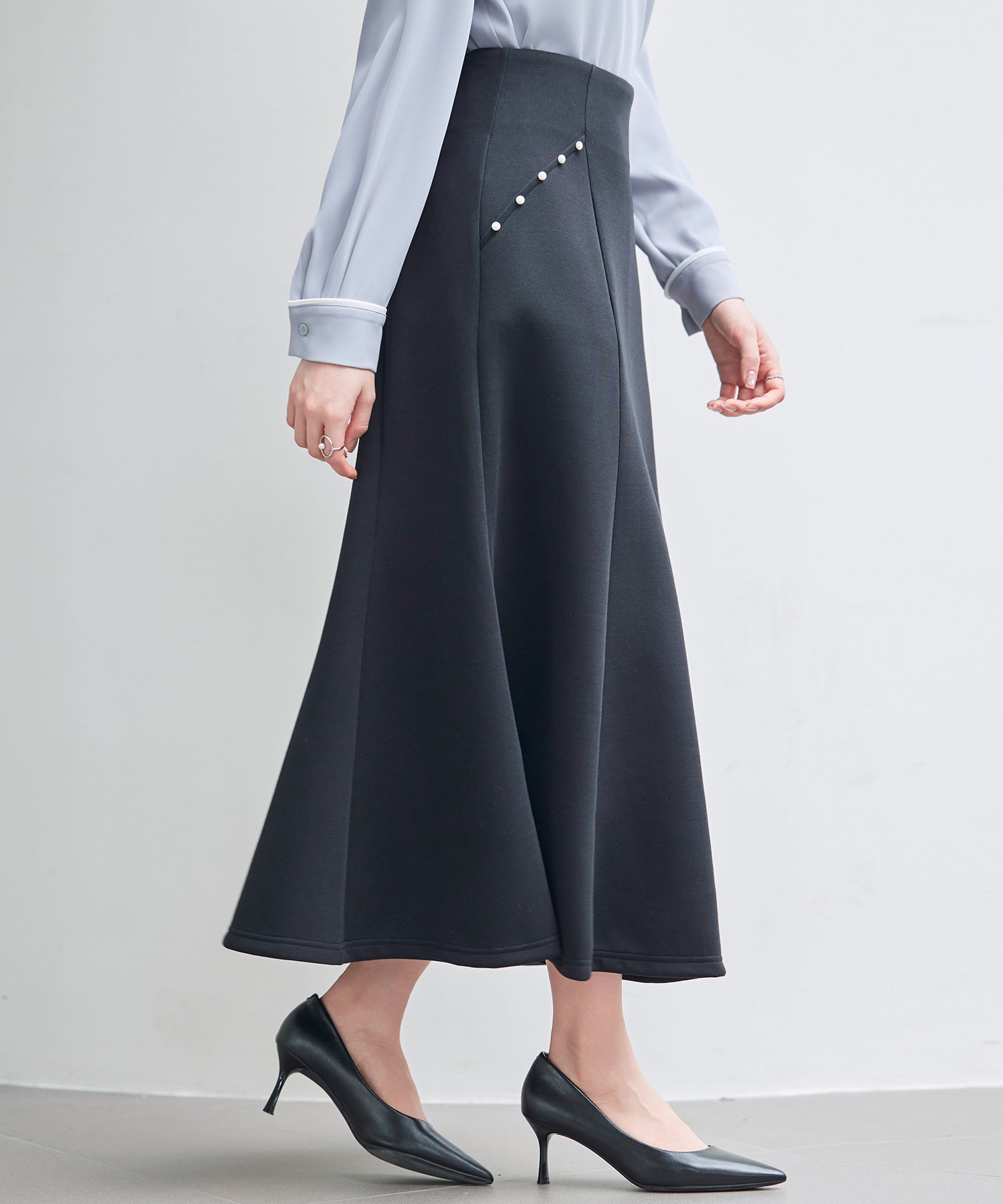 ダンボールニットのロング丈マーメイドスカートsdp0331 ブラック