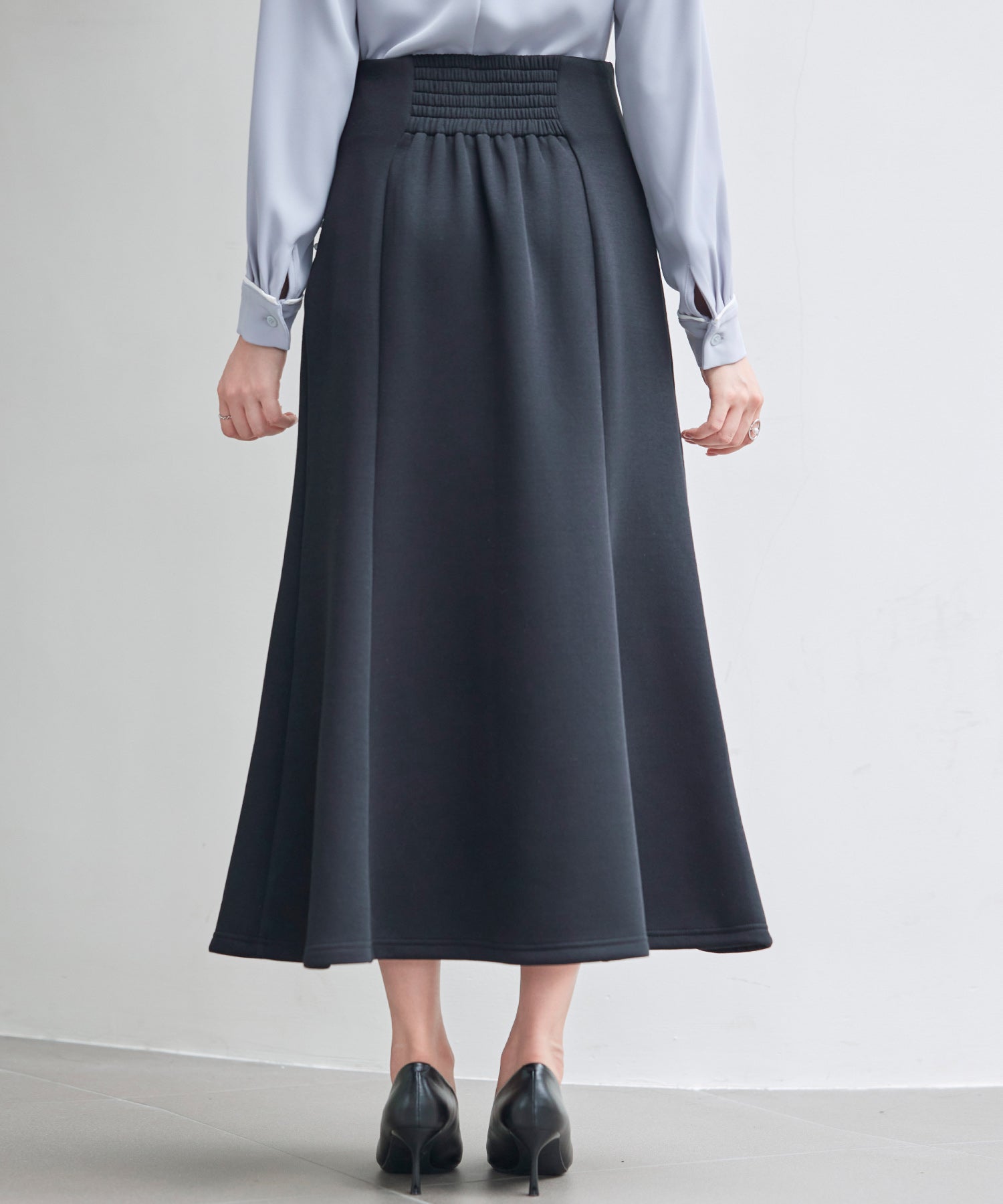 ダンボールニットのロング丈マーメイドスカートsdp0331 ブラック