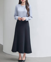 ダンボールニットのロング丈マーメイドスカートsdp0331 ブラック