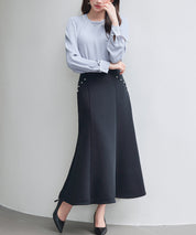 ダンボールニットのロング丈マーメイドスカートsdp0331 ブラック