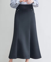 ダンボールニットのロング丈マーメイドスカートsdp0331 ブラック