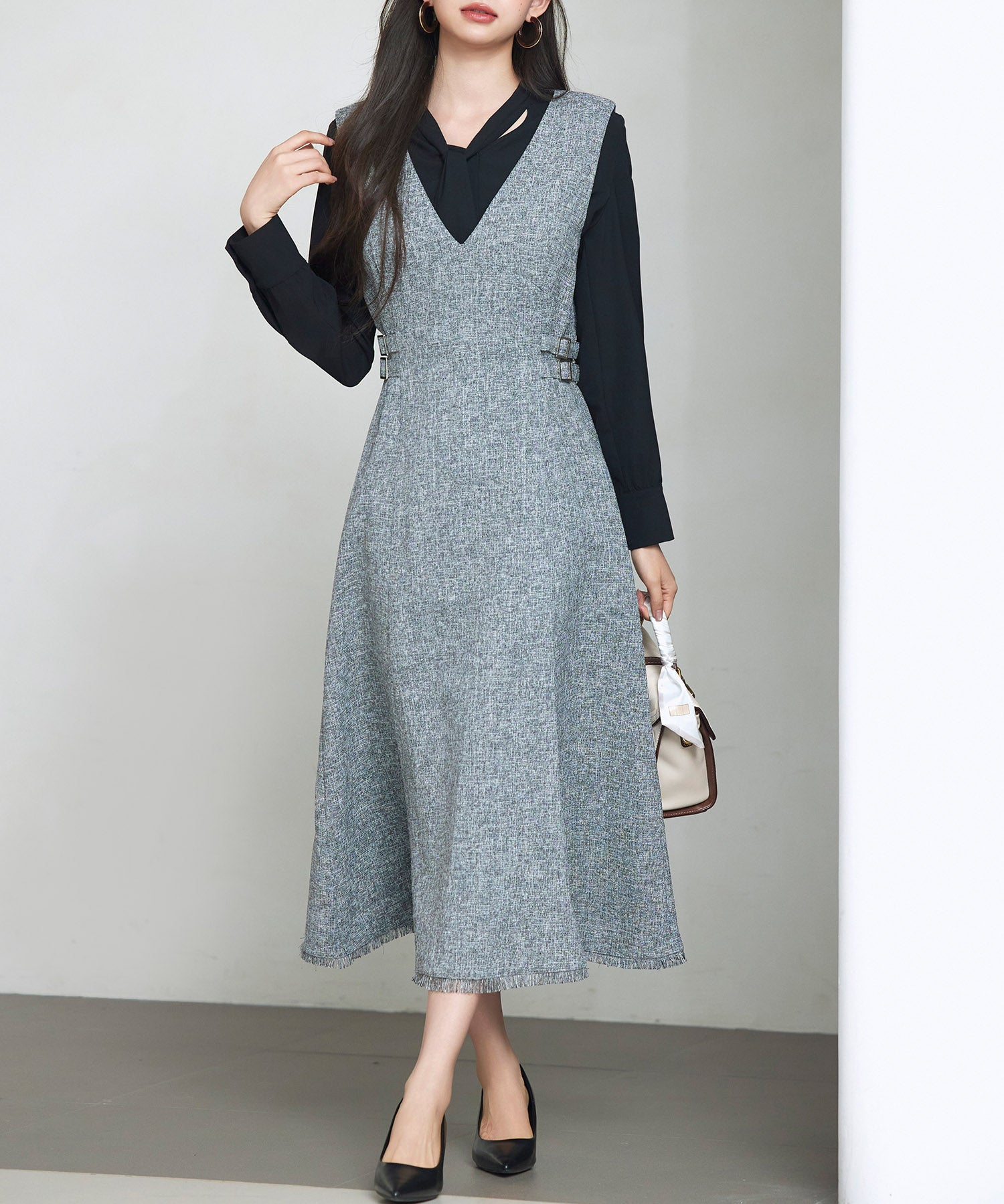 ノースリーブ Vネックワンピースsdp0332-102-18