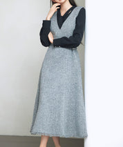 ノースリーブ Vネックワンピースsdp0332 グレー