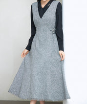 ノースリーブ Vネックワンピースsdp0332 グレー