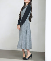 ノースリーブ Vネックワンピースsdp0332 グレー