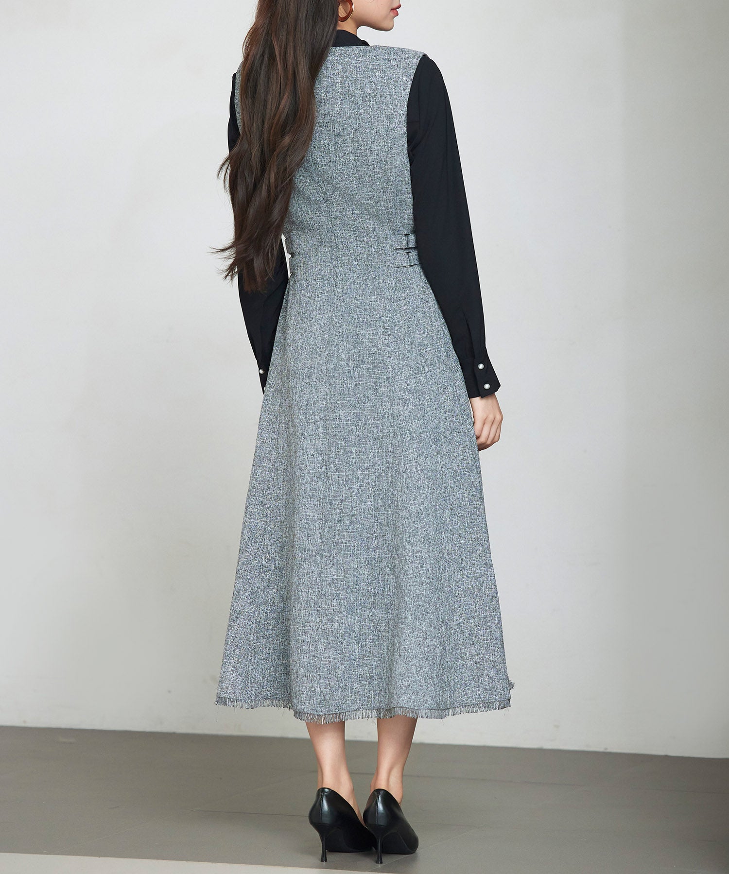 ノースリーブ Vネックワンピースsdp0332 グレー