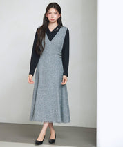 ノースリーブ Vネックワンピースsdp0332 グレー