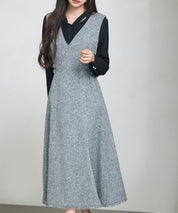 ノースリーブ Vネックワンピースsdp0332 グレー