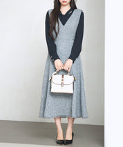 ノースリーブ Vネックワンピースsdp0332 グレー