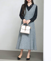 ノースリーブ Vネックワンピースsdp0332 グレー