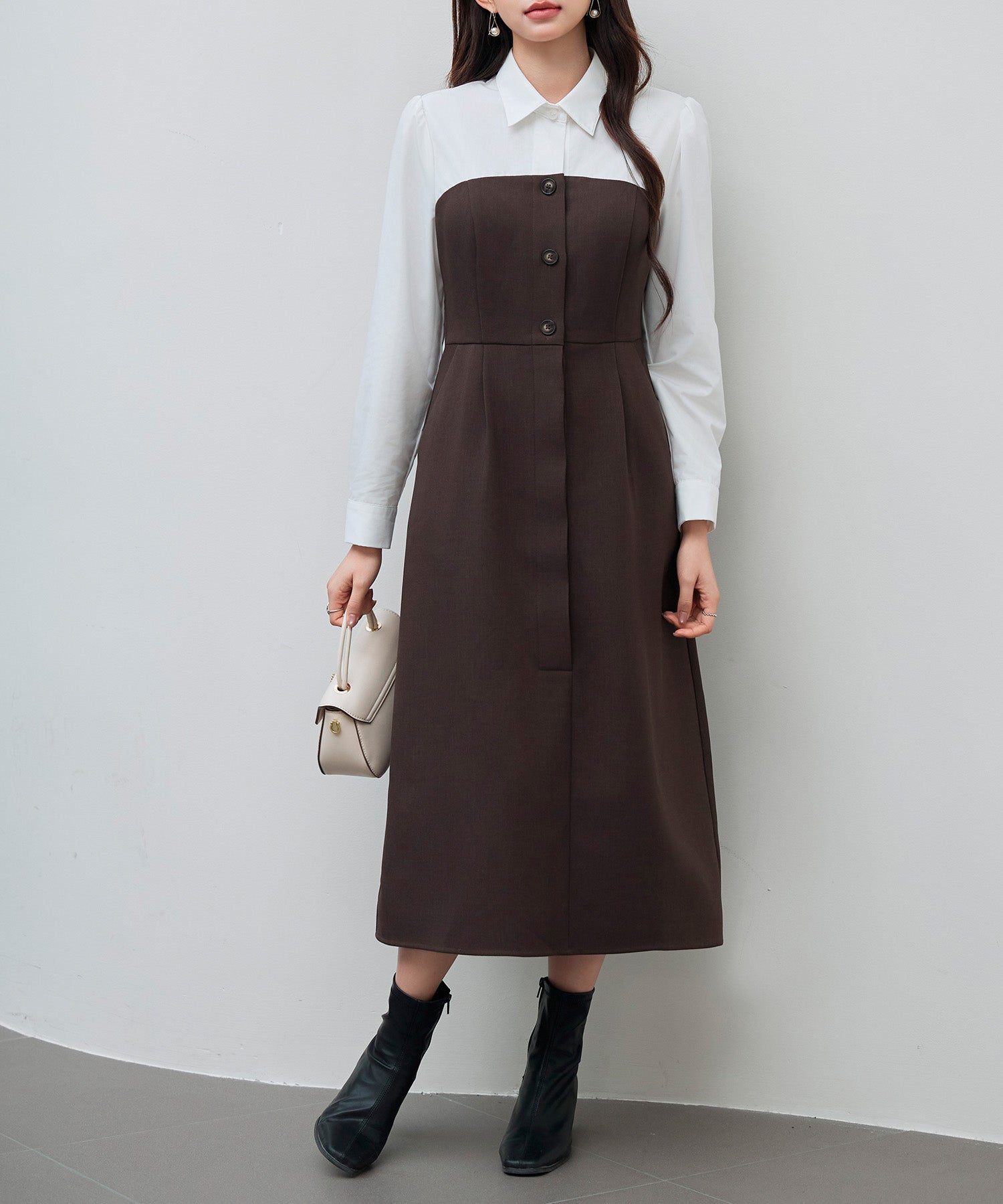 ドッキングビスチェワンピースsdp0333 チョコ