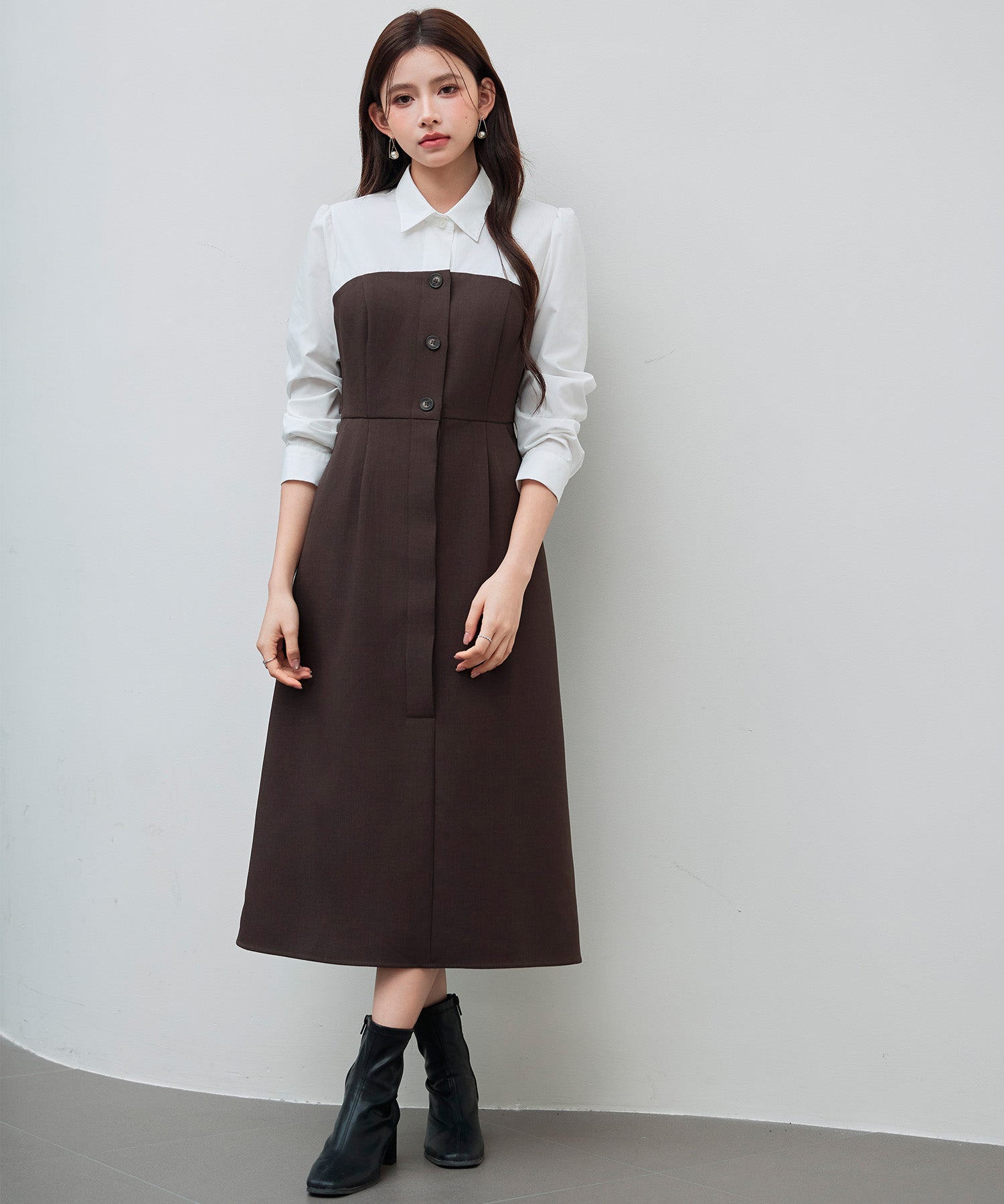 ドッキングビスチェワンピースsdp0333 チョコ