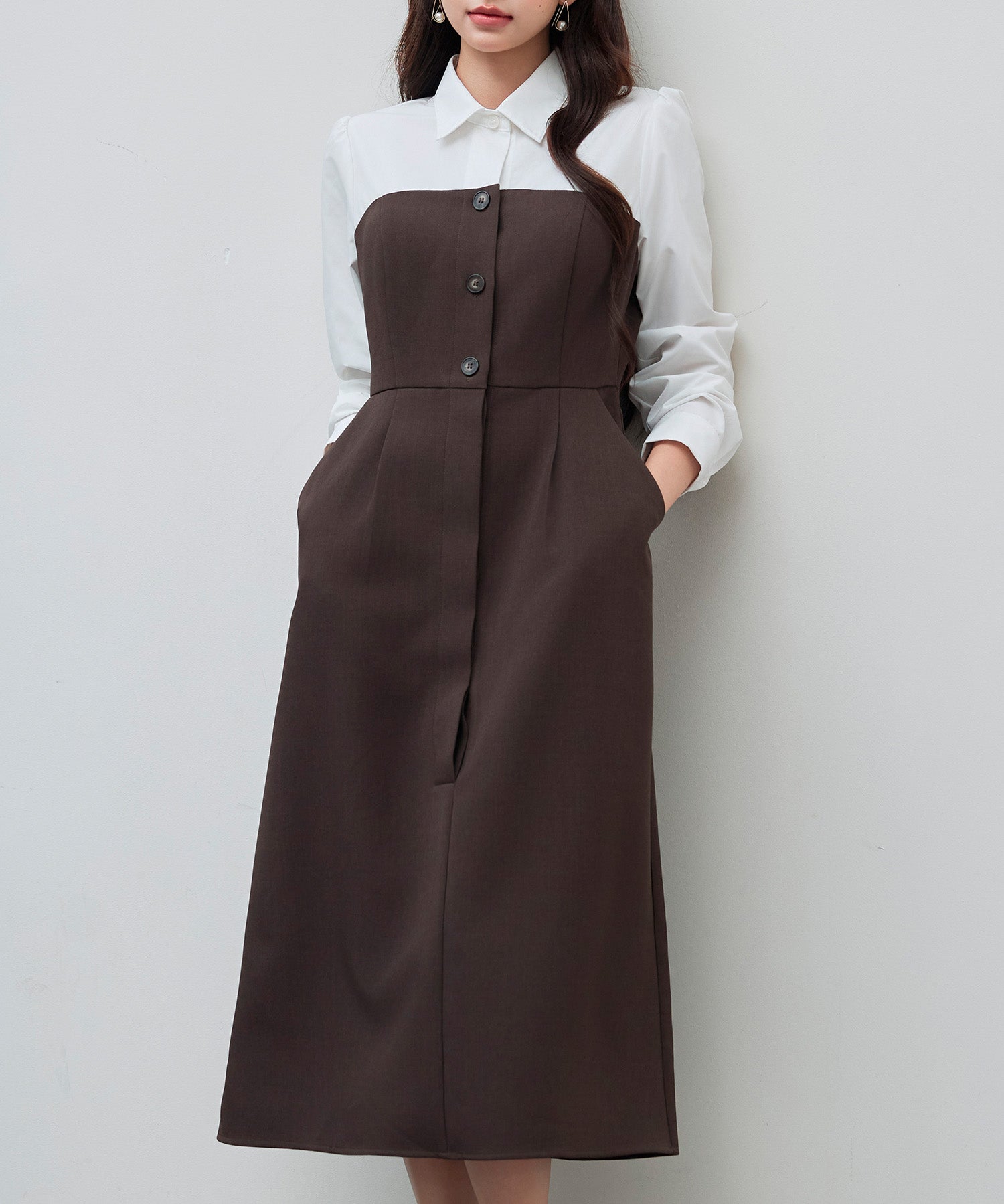 ドッキングビスチェワンピースsdp0333 チョコ