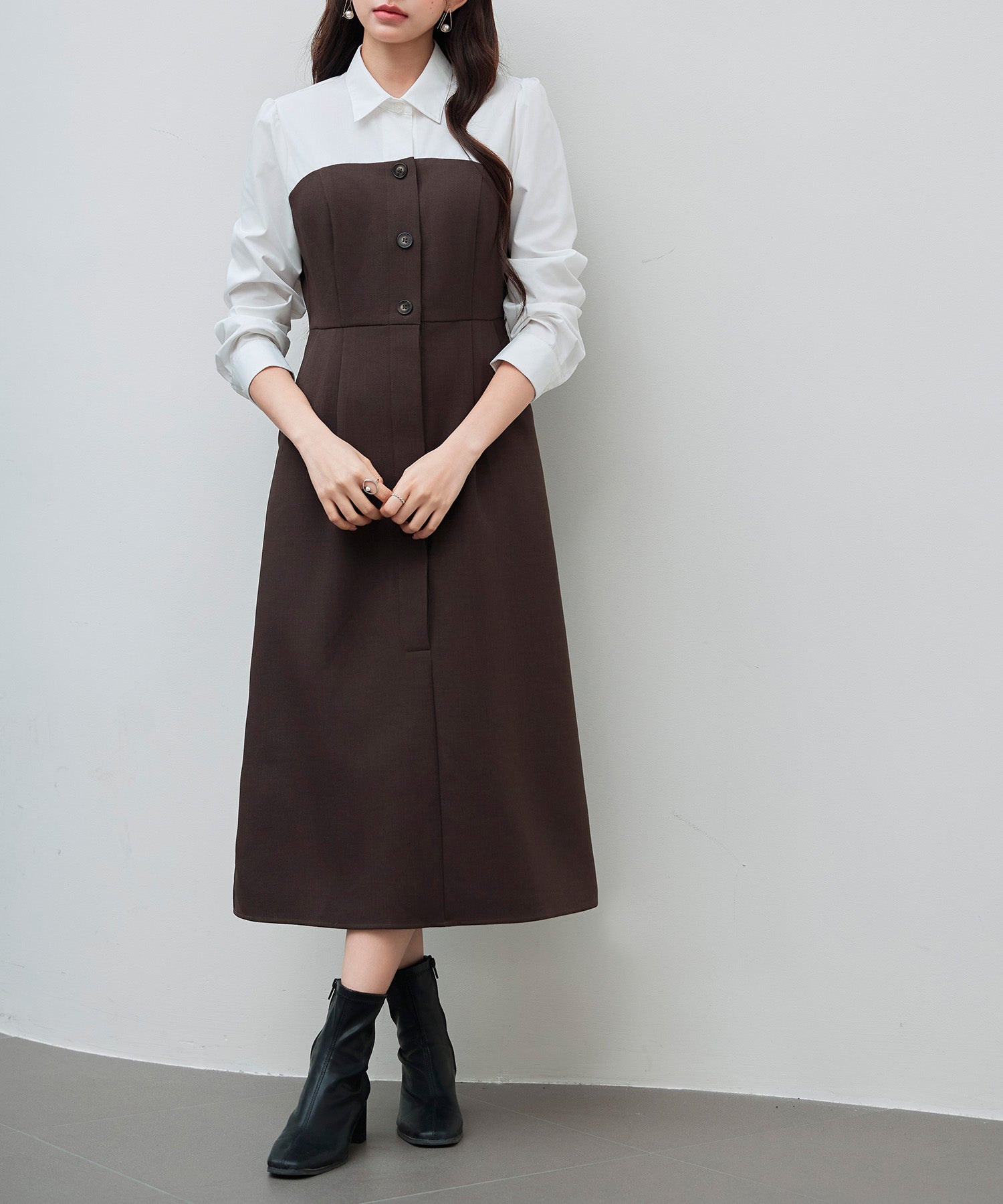 ドッキングビスチェワンピースsdp0333 チョコ