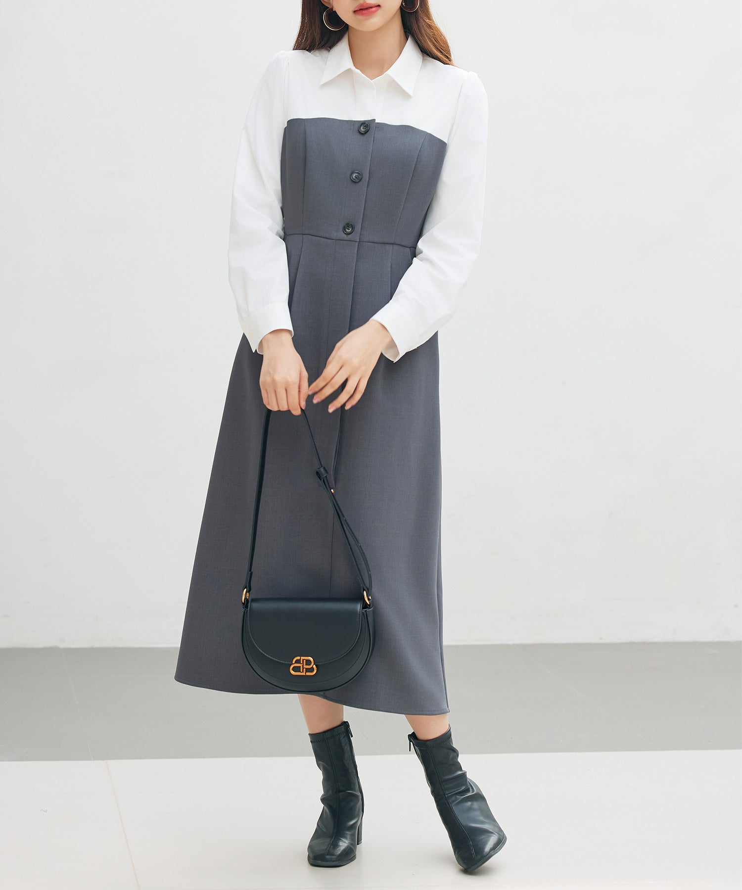 ドッキングビスチェワンピースsdp0333 チャコール