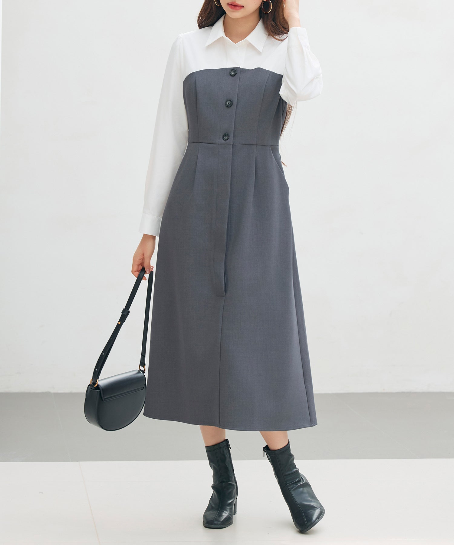 ドッキングビスチェワンピースsdp0333 チャコール