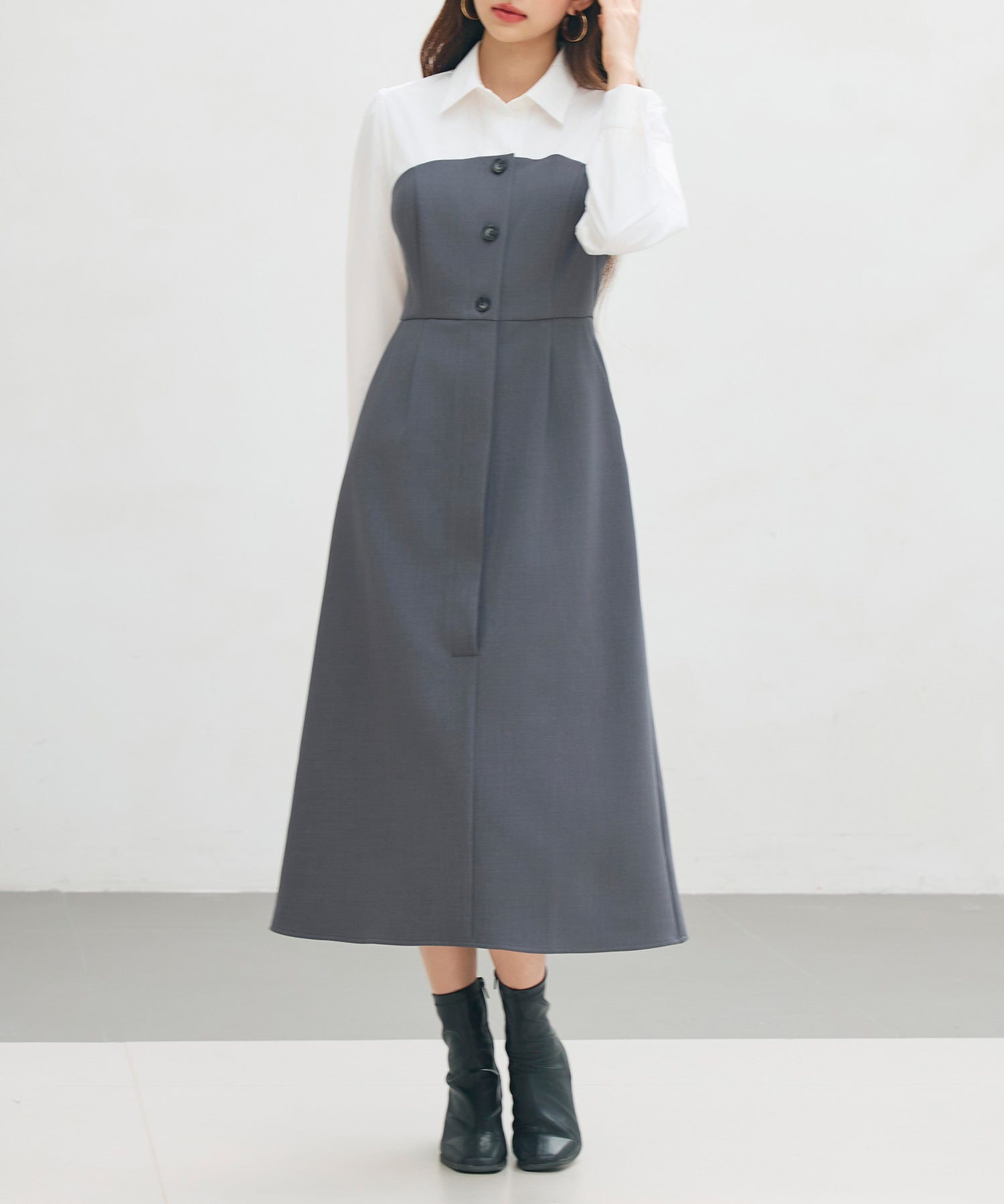 ドッキングビスチェワンピースsdp0333 チャコール