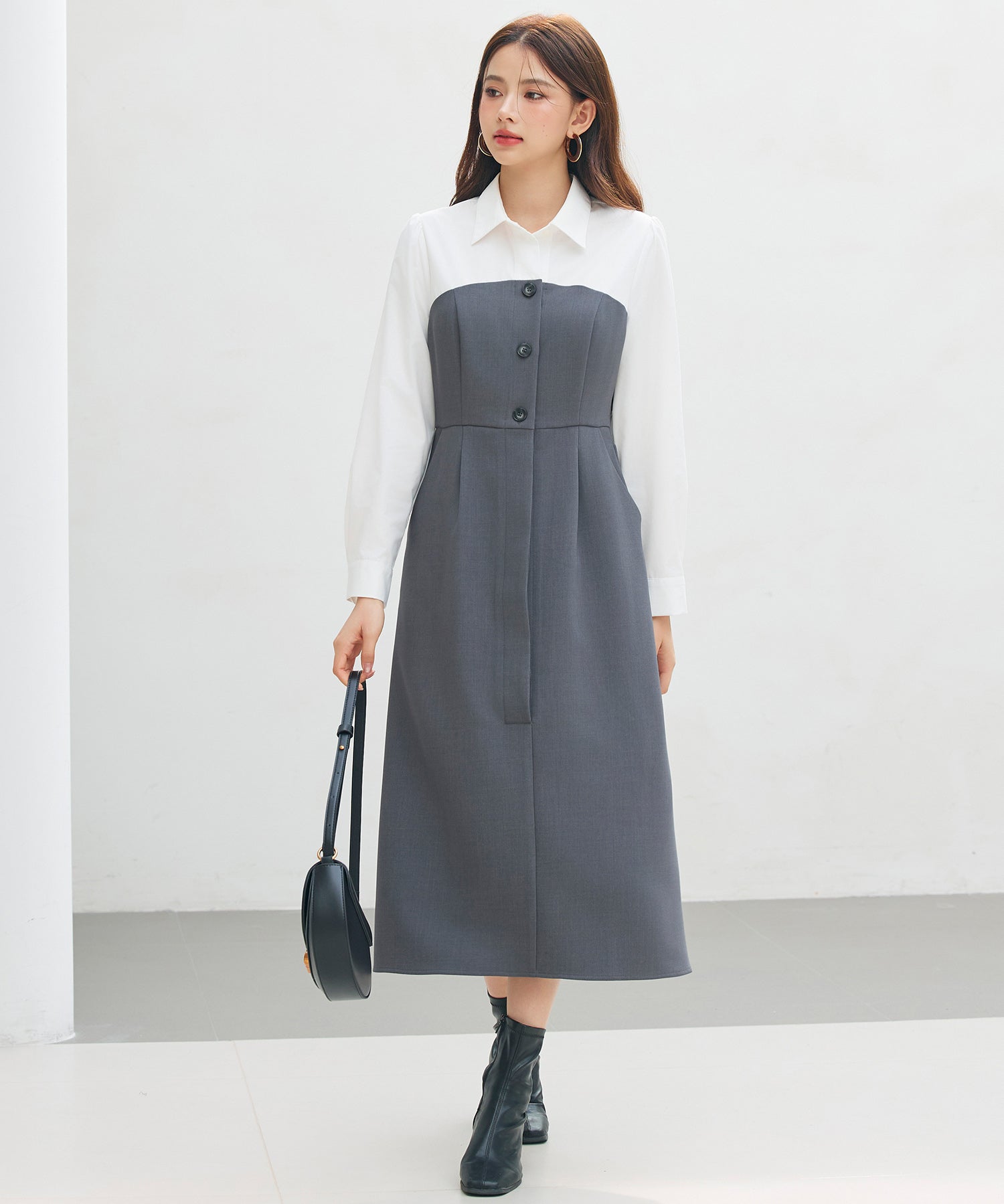 ドッキングビスチェワンピースsdp0333 チャコール