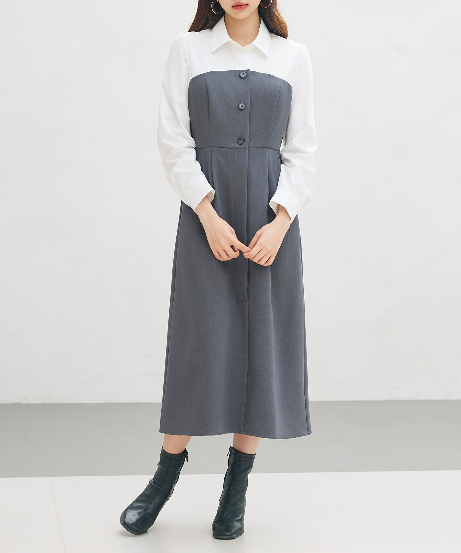 ドッキングビスチェワンピースsdp0333 チャコール