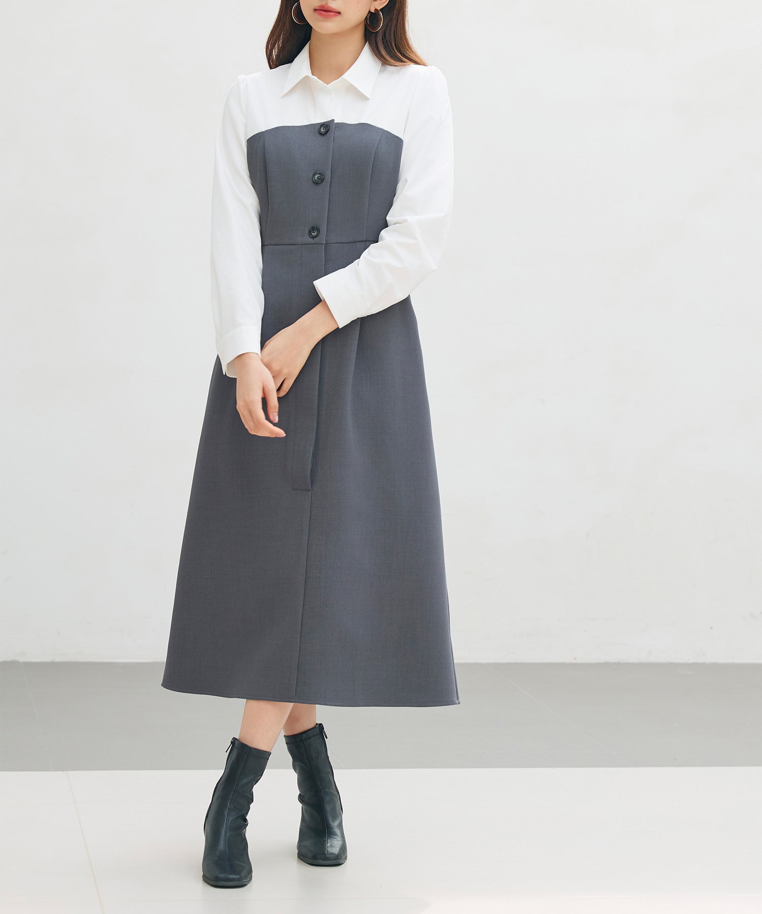 ドッキングビスチェワンピースsdp0333 チャコール