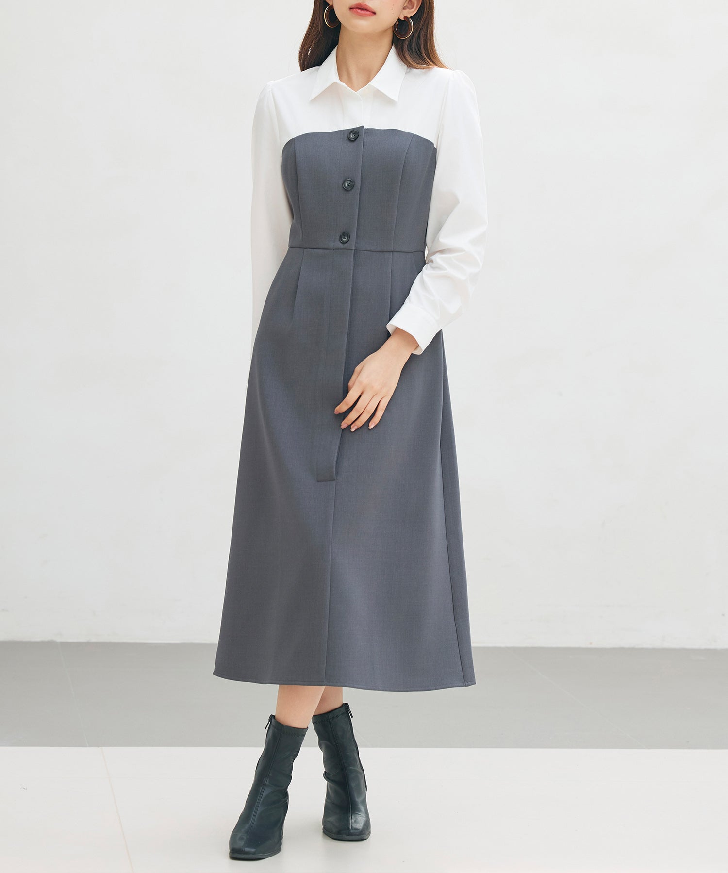 ドッキングビスチェワンピースsdp0333 チャコール