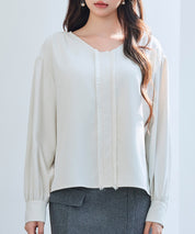 取り外し可能なボウタイリボンフリンジブラウスsdp0334 アイボリー