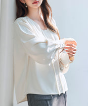 取り外し可能なボウタイリボンフリンジブラウスsdp0334 アイボリー