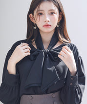 取り外し可能なボウタイリボンフリンジブラウスsdp0334 ブラック