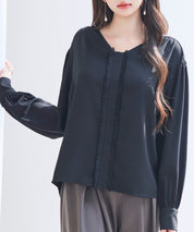 取り外し可能なボウタイリボンフリンジブラウスsdp0334-102-8