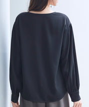 取り外し可能なボウタイリボンフリンジブラウスsdp0334 ブラック