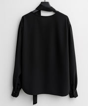 取り外し可能なボウタイリボンフリンジブラウスsdp0334 ブラック