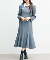 ドッキングイートンカラーのマーメイドロングワンピースsdp0335-102-365