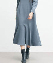 ドッキングイートンカラーのマーメイドロングワンピースsdp0335 チャコール